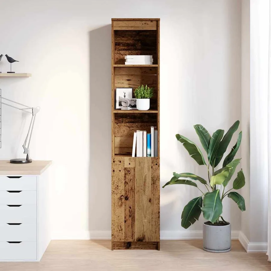 Buffet haut 37,5x35x180 cm vieux bois bois d'ingénierie - 3