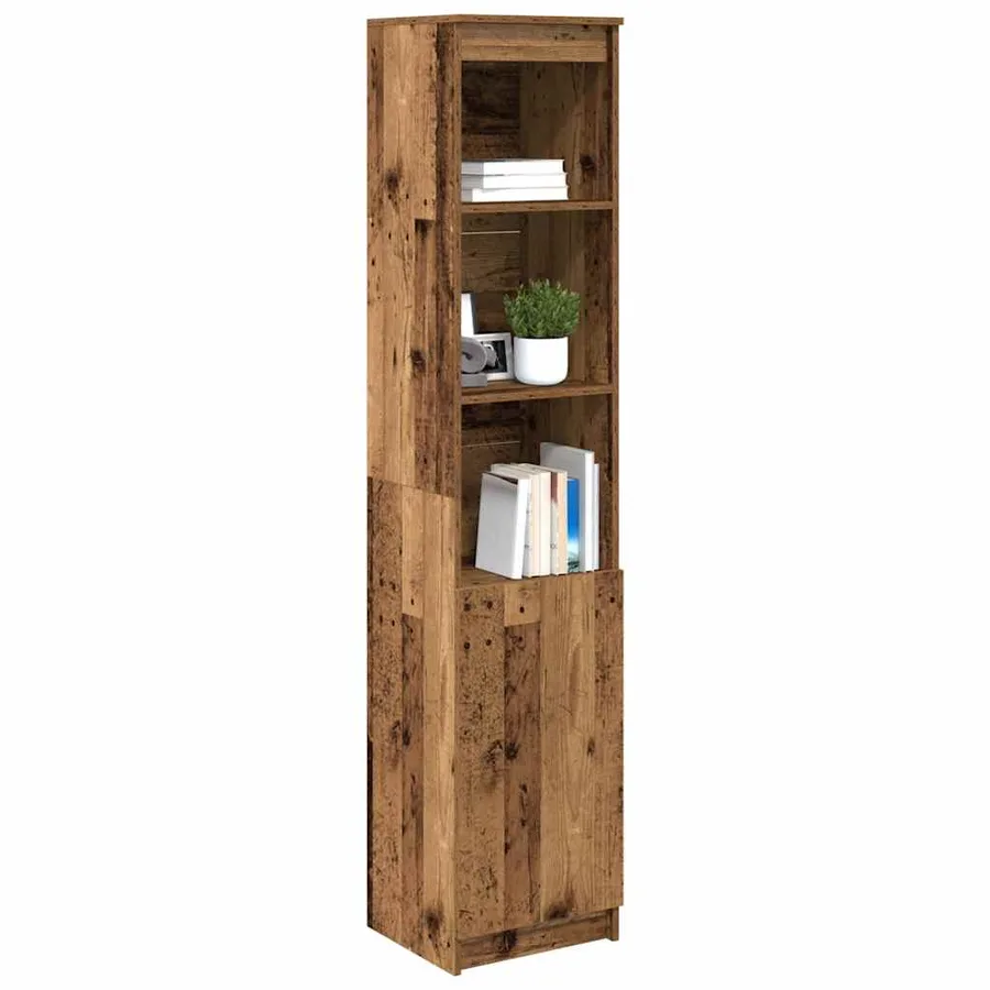 Buffet haut 37,5x35x180 cm vieux bois bois d'ingénierie - 4
