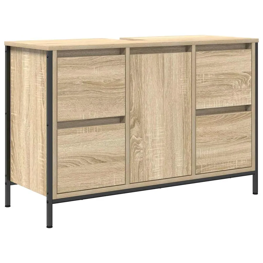 Meuble sous-vasque avec tiroirs chêne sonoma 90x34,5x60 cm - 2