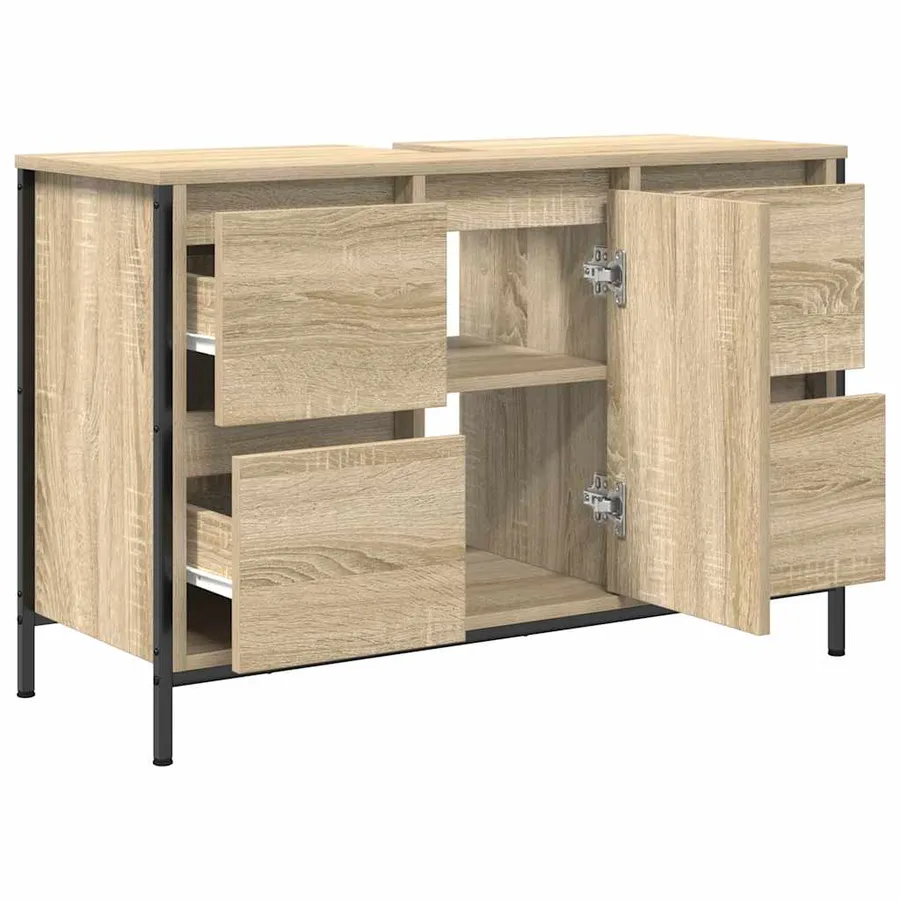 Meuble sous-vasque avec tiroirs chêne sonoma 90x34,5x60 cm - 5