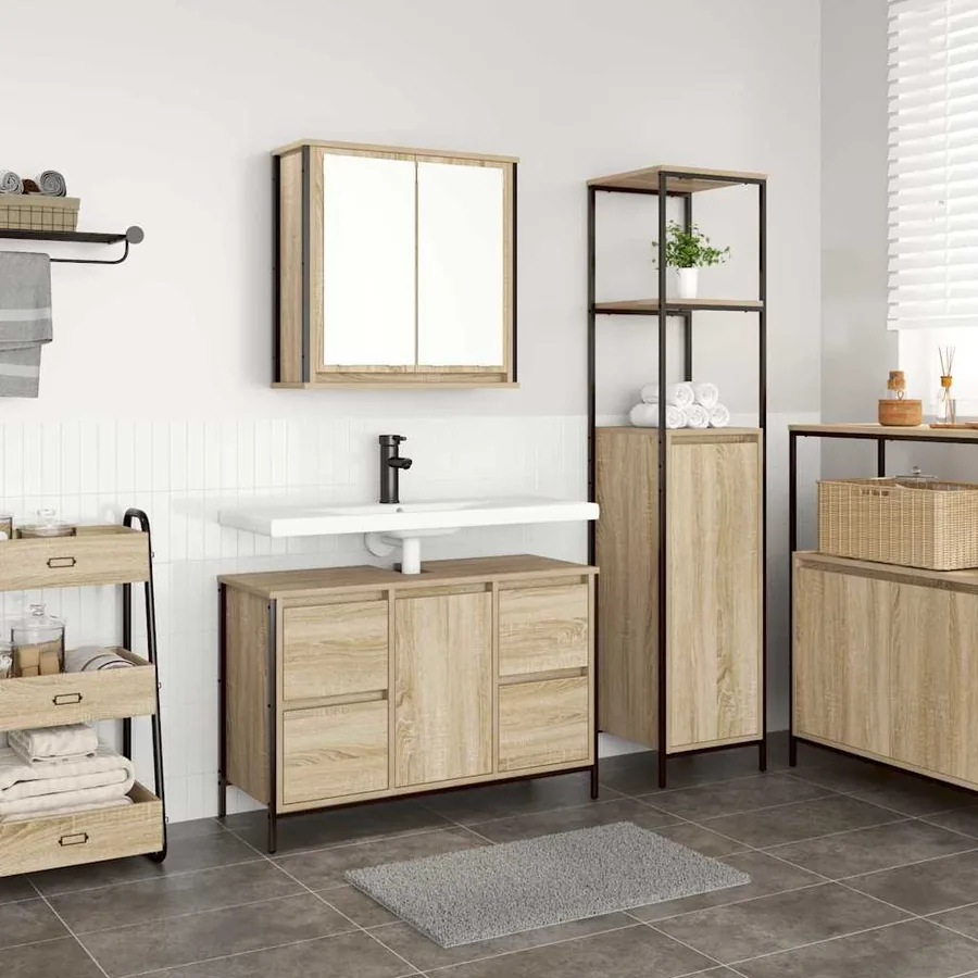 Ensemble de mobilier de salle de bain 2 pcs Bois d'ingénierie