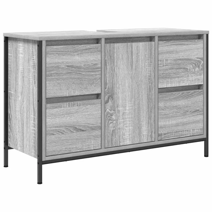 Ensemble de mobilier de salle de bain 2 pcs Gris sonoma et Noir - 5