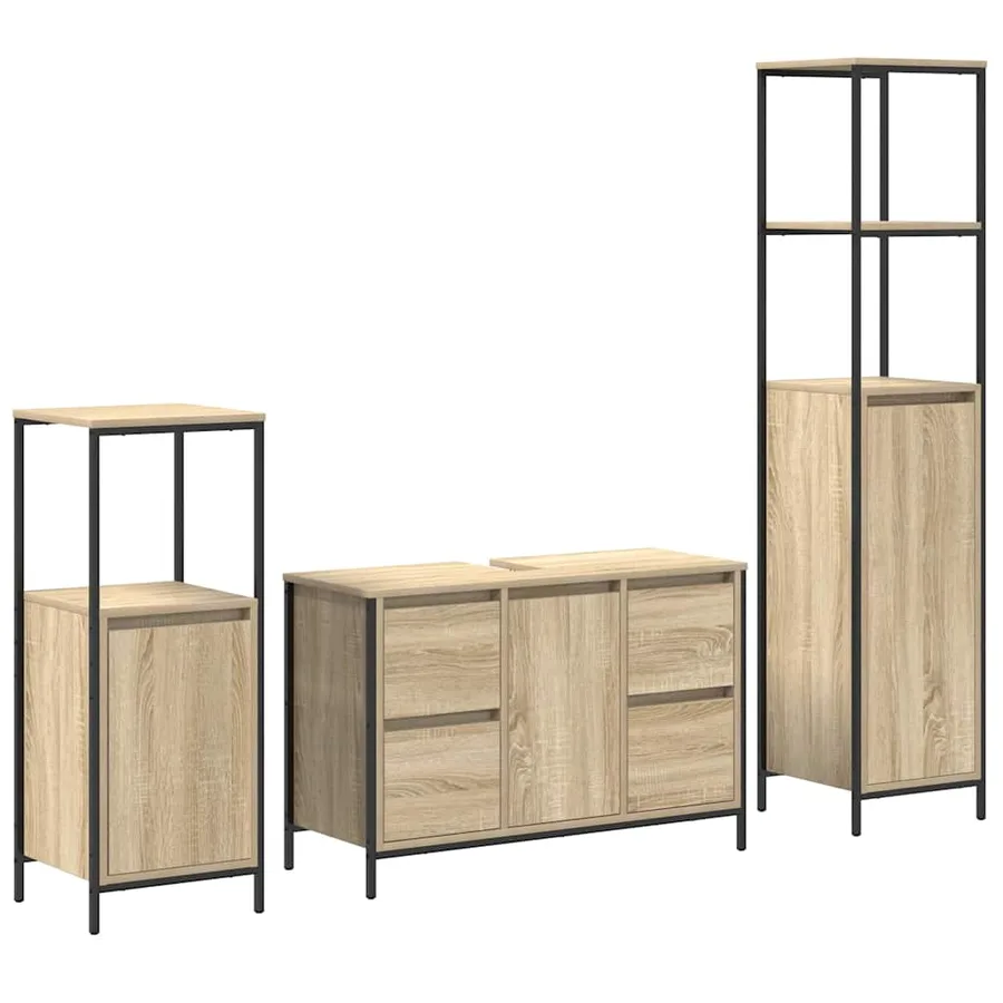 Ensemble de mobilier de salle de bain avec tiroir 3 pcs - 2