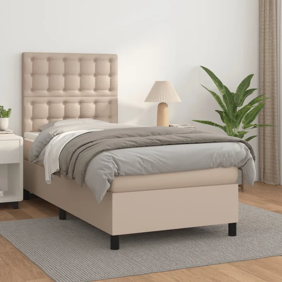 Sommier à lattes de lit avec matelas Cappuccino 100x200 cm