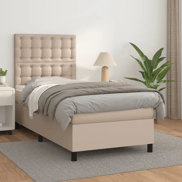 Sommier à lattes de lit avec matelas Cappuccino 100x200 cm