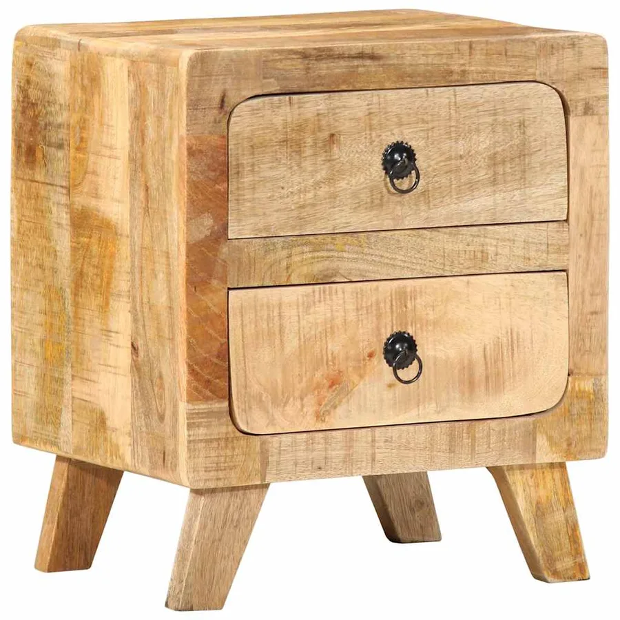 Table de chevet 40x32x46 cm bois de manguier massif brut - 13