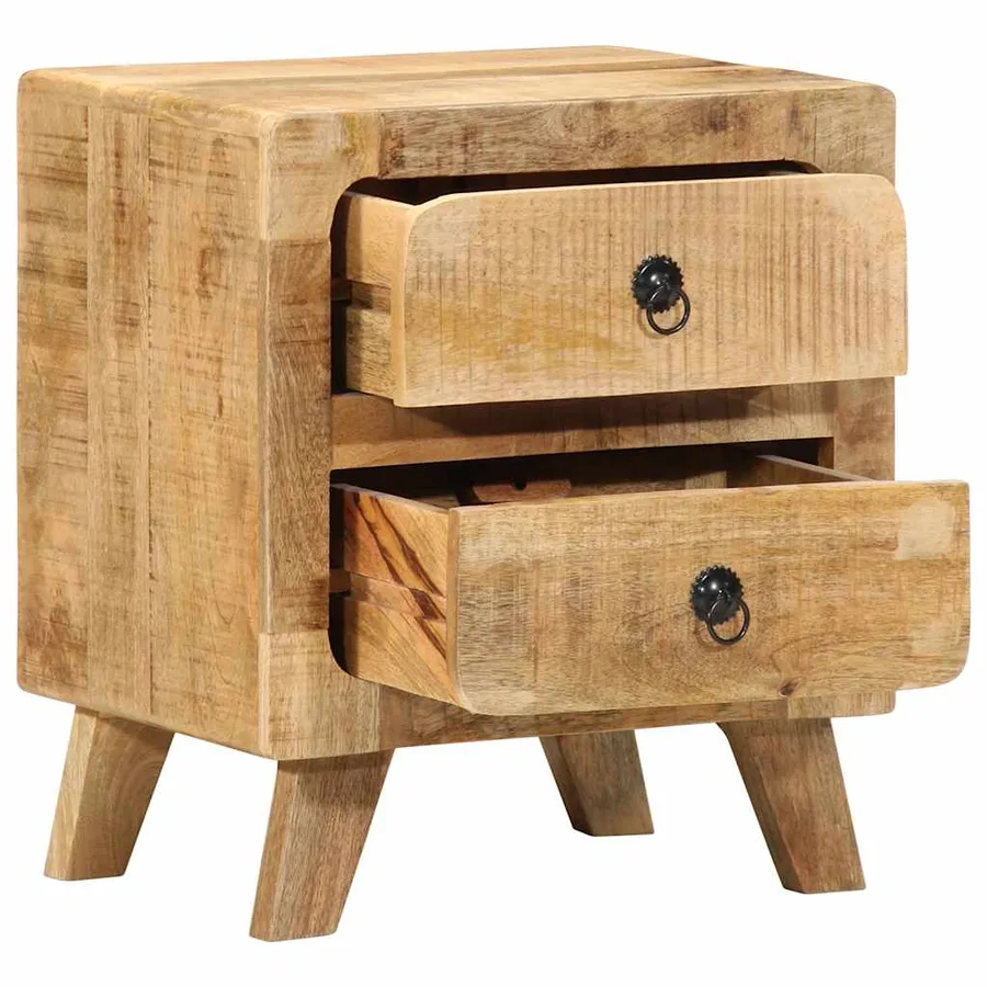 Table de chevet 40x32x46 cm bois de manguier massif brut - 5