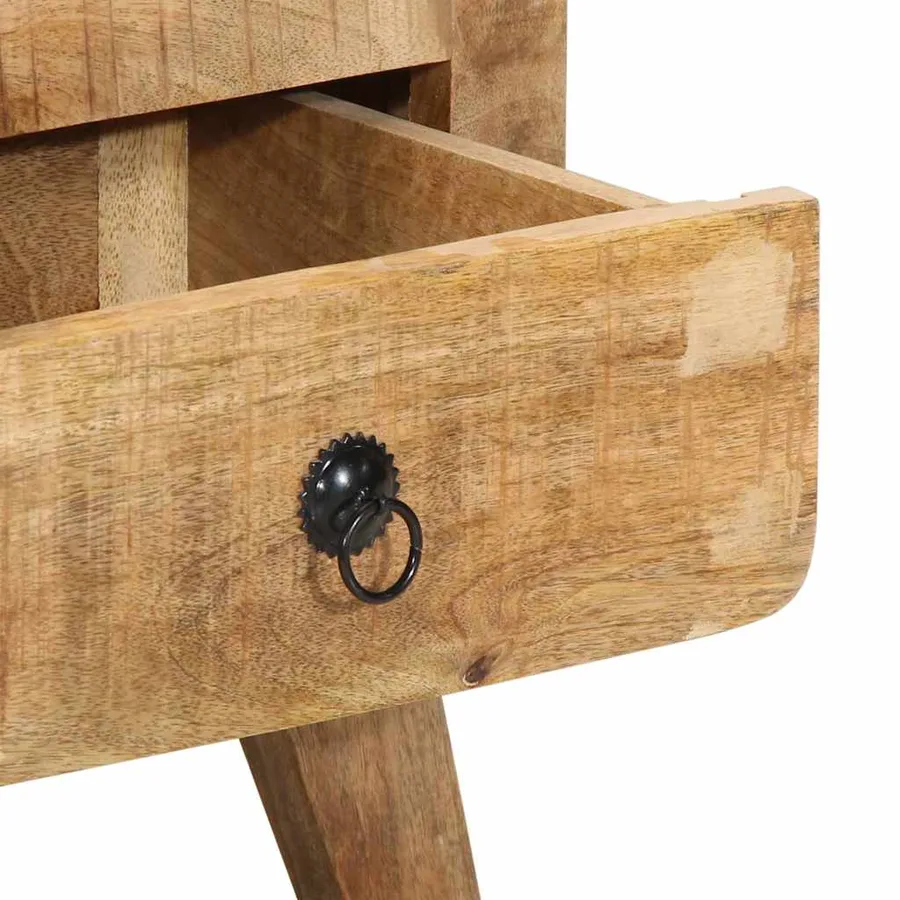 Table de chevet 40x32x46 cm bois de manguier massif brut - 7