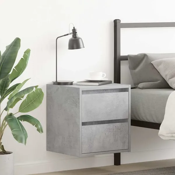 Tables de chevet murales 2 pcs gris béton 38x34x40 cm