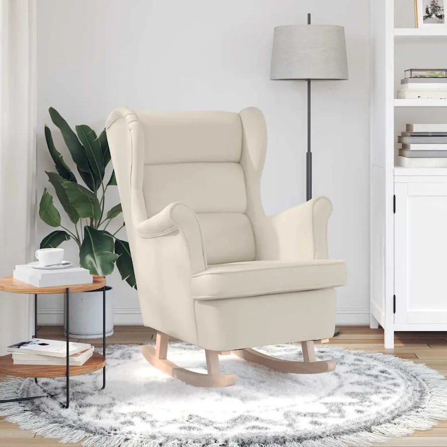 Chaise à bascule blanc 74x90x102 cm lin - 3