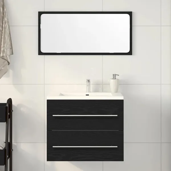 Meuble sous lavabo de salle de bain chêne noir 60x38,5x48 cm