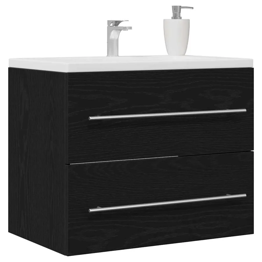 Meuble sous lavabo de salle de bain chêne noir 60x38,5x48 cm - 4