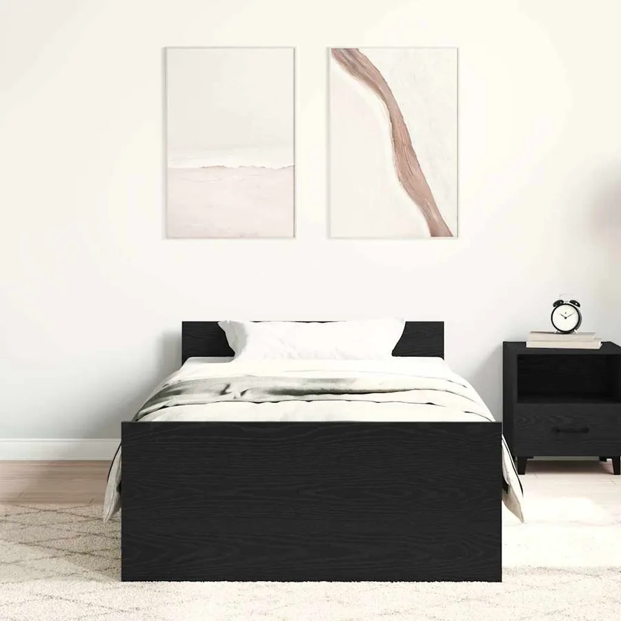 Cadre de lit sans matelas chêne noir 90x200cm bois d'ingénierie - 3
