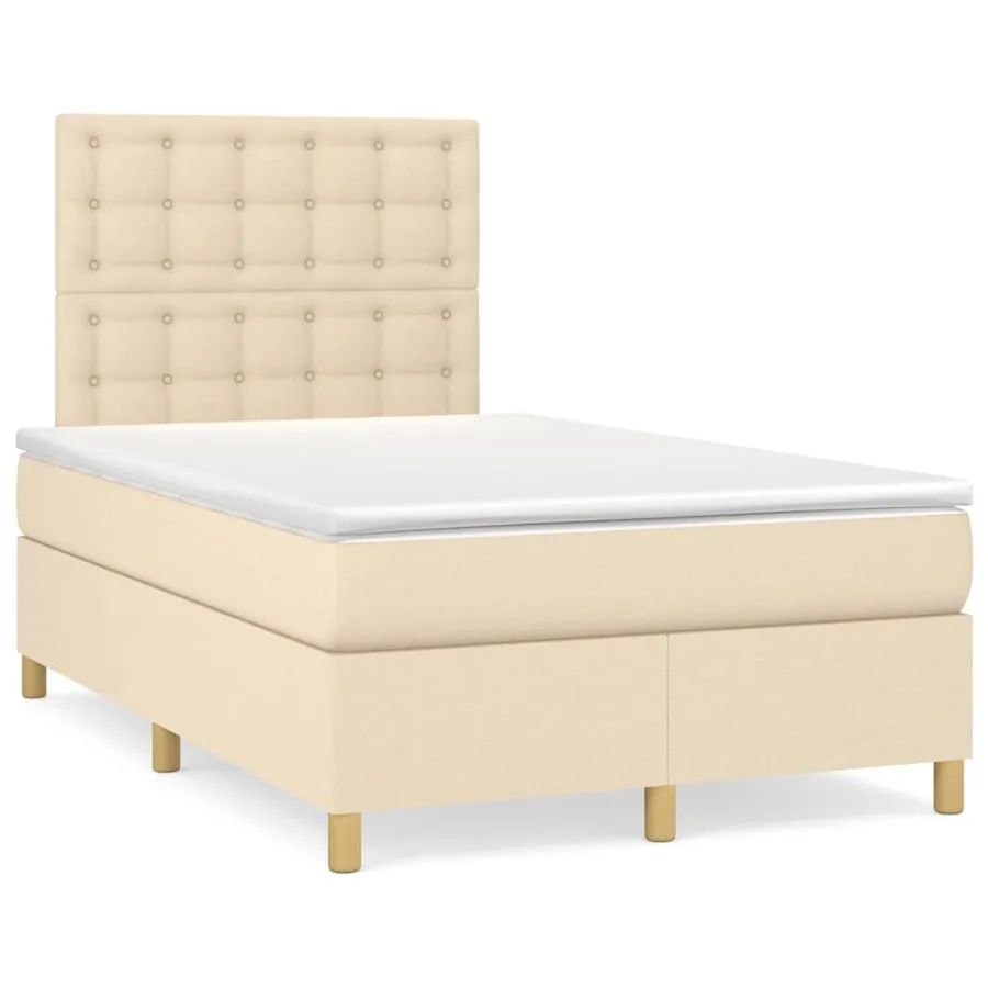 Sommier à lattes de lit avec matelas Crème 120x200 cm Tissu - 2