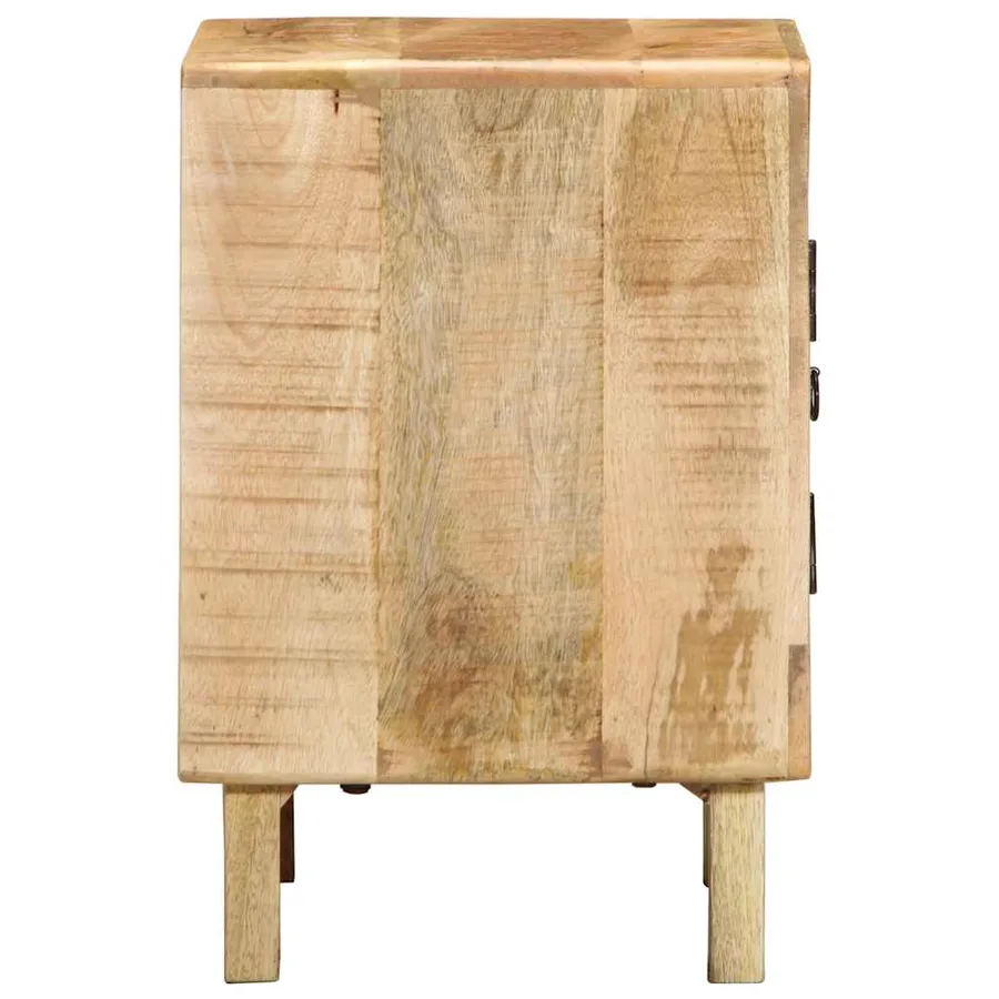 Table de chevet 40x32x46 cm bois de manguier massif brut - 3