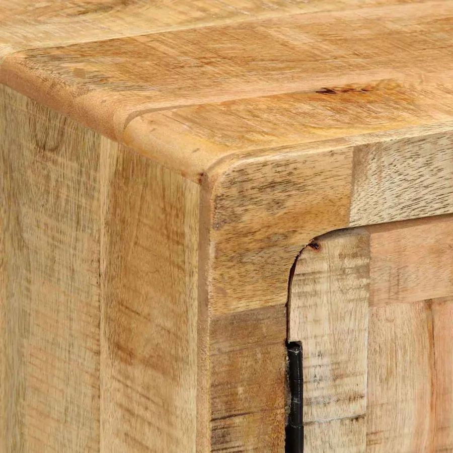 Table de chevet 40x32x46 cm bois de manguier massif brut - 6
