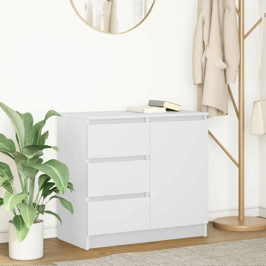 Buffet avec tiroir blanc 71x35x65 cm bois d'ingénierie