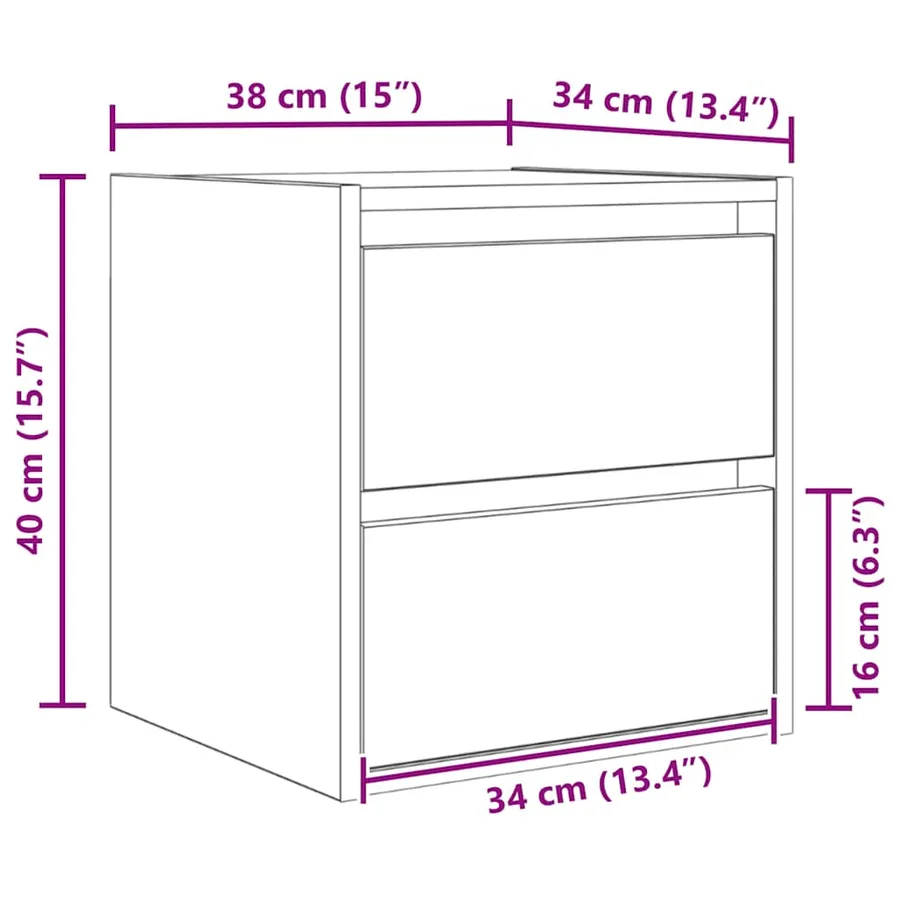 Table de chevet murale chêne noir 38x34x40 cm - 13