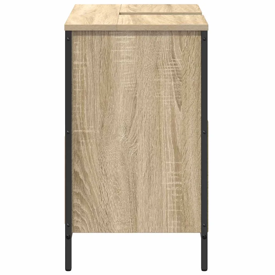 Meuble de salle de bain lavabo et tiroirs chêne sonoma - 7