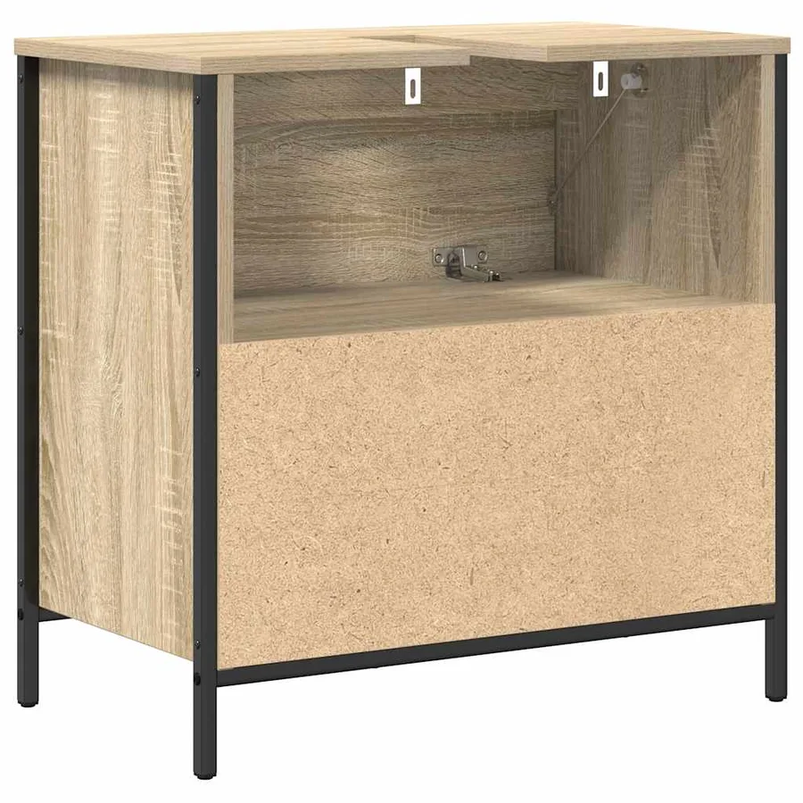 Meuble de salle de bain lavabo et tiroirs chêne sonoma - 8