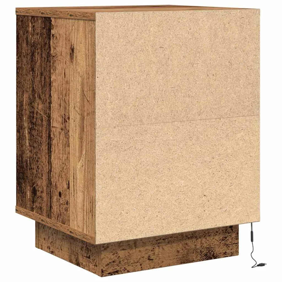 Tables de chevet avec lumières LED 2pcs vieux bois 38x34x50 cm - 10
