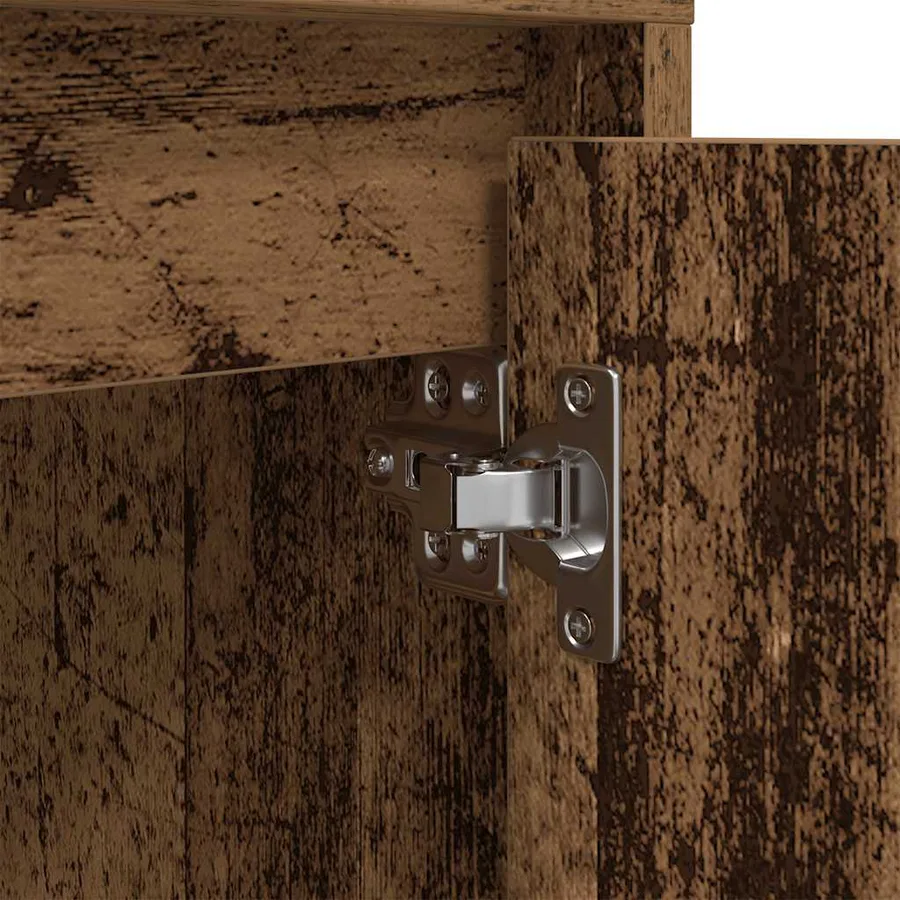 Tables de chevet avec lumières LED 2pcs vieux bois 38x34x50 cm - 12