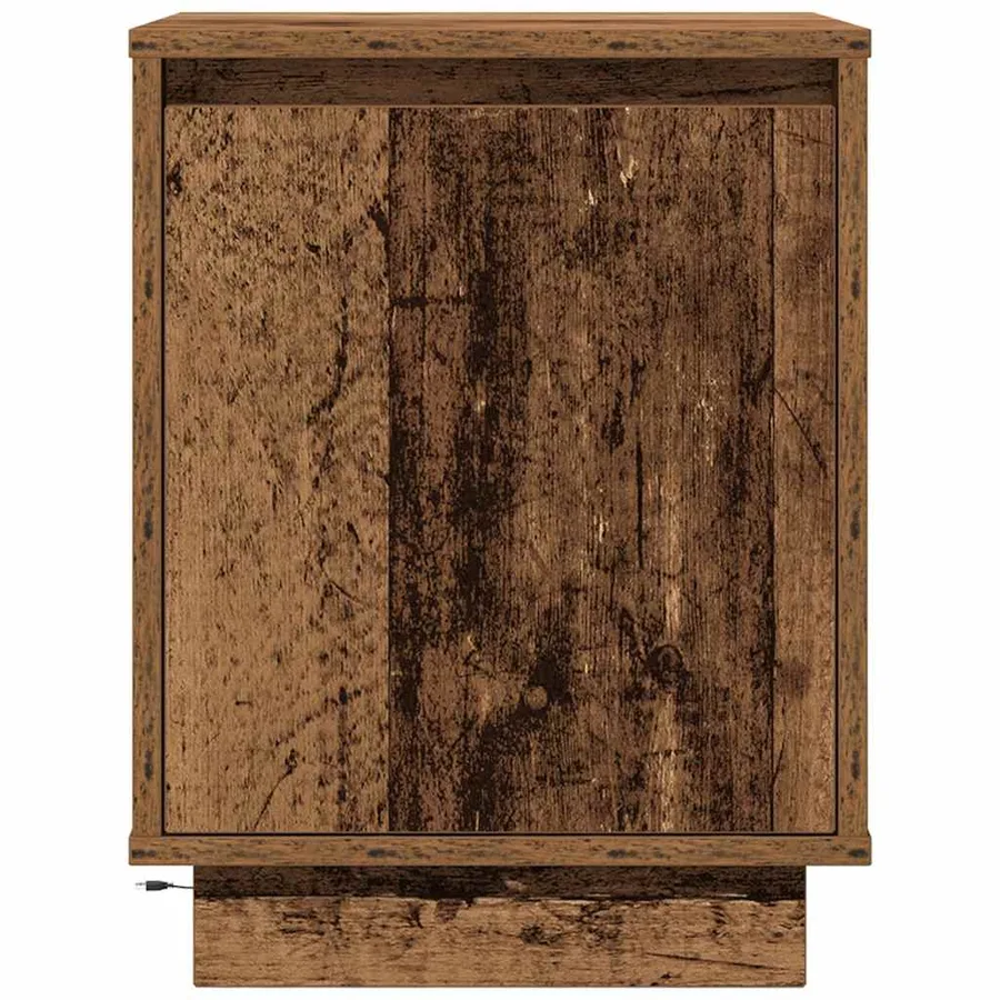 Tables de chevet avec lumières LED 2pcs vieux bois 38x34x50 cm - 8