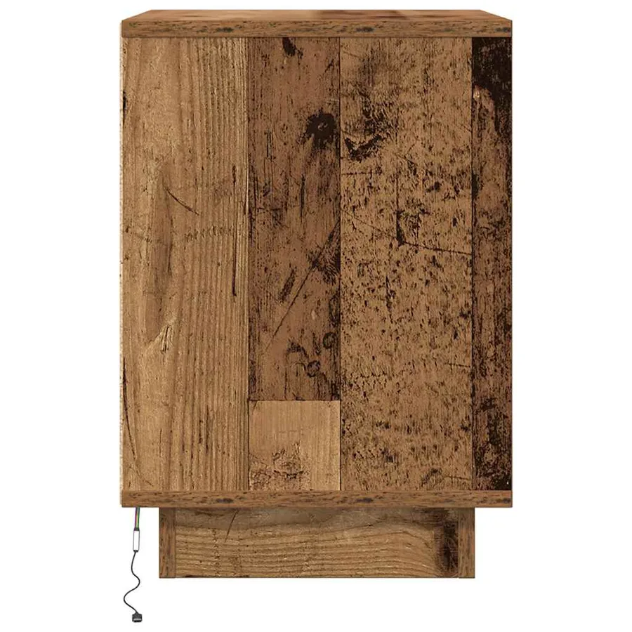 Tables de chevet avec lumières LED 2pcs vieux bois 38x34x50 cm - 9