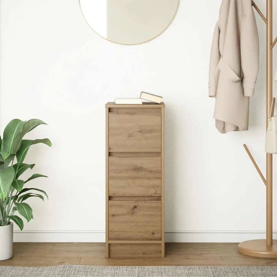 Buffet chêne artisanal 29,5x34x76 cm bois d'ingénierie - 3