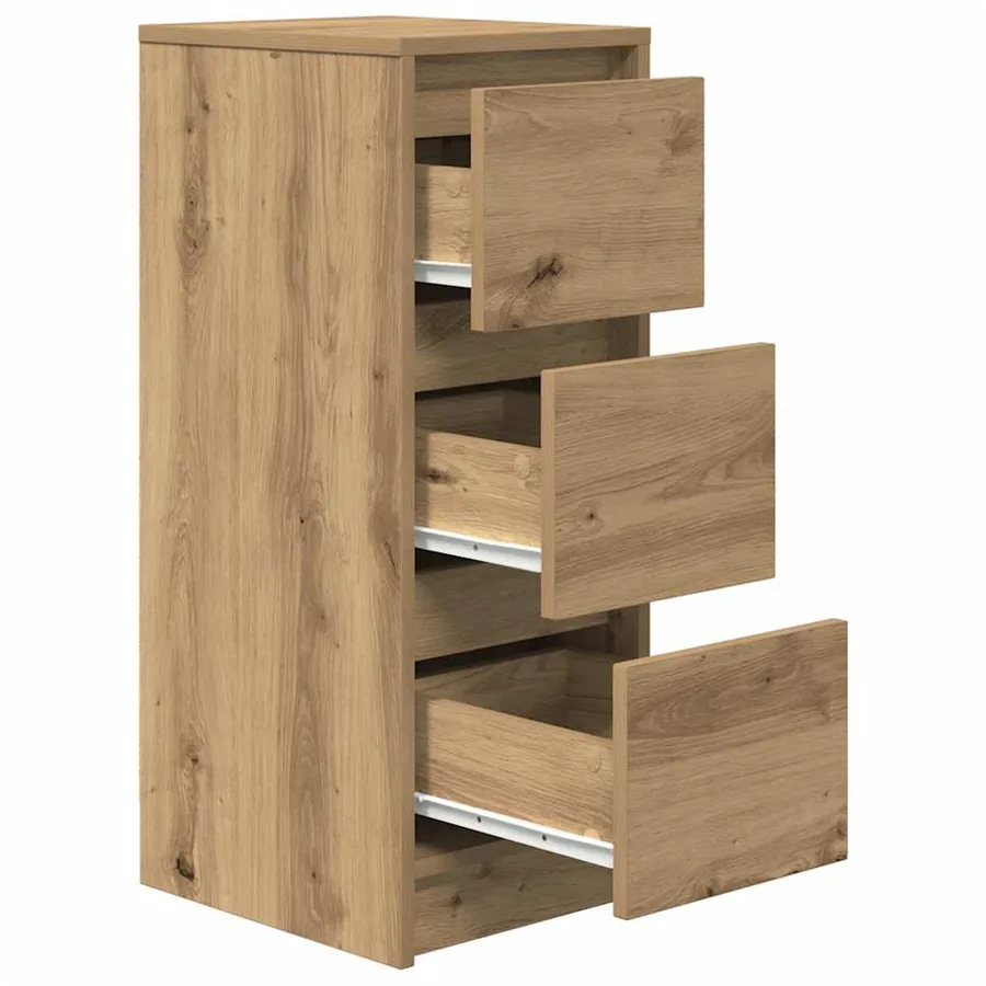 Buffet chêne artisanal 29,5x34x76 cm bois d'ingénierie - 5