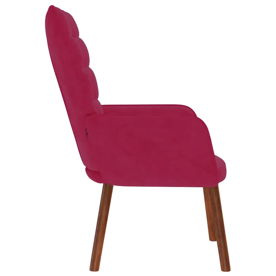Chaise de relaxation Rouge bordeaux Velours - 3