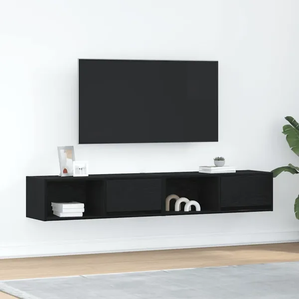 Meuble TV 2 pcs chêne noir 80x31x25,5 cm bois d'ingénierie