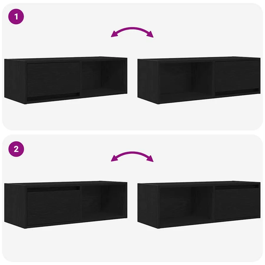 Meuble TV 2 pcs chêne noir 80x31x25,5 cm bois d'ingénierie - 10
