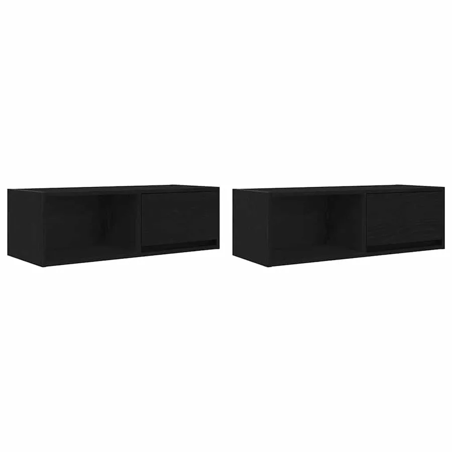 Meuble TV 2 pcs chêne noir 80x31x25,5 cm bois d'ingénierie - 2