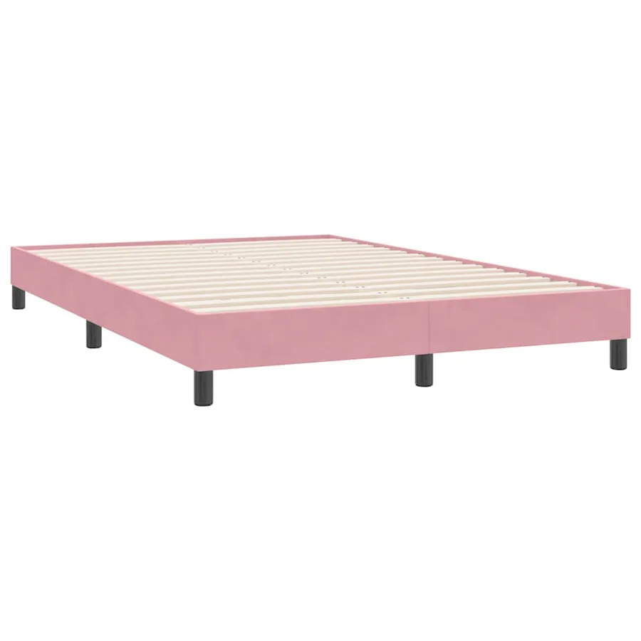 Cadre de lit sans matelas rose 140x220 cm velours - 7