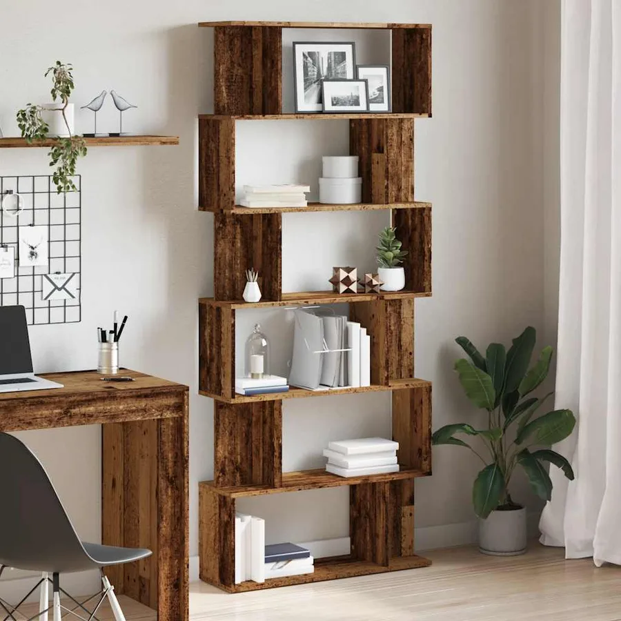 Bibliothèque vieux bois 80x24x192 cm bois d'ingénierie - 3