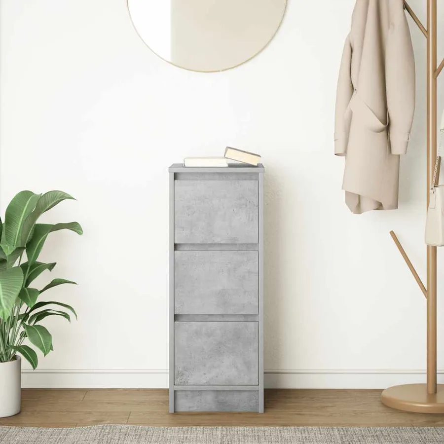 Buffet gris béton 29,5x34x76 cm bois d'ingénierie - 3
