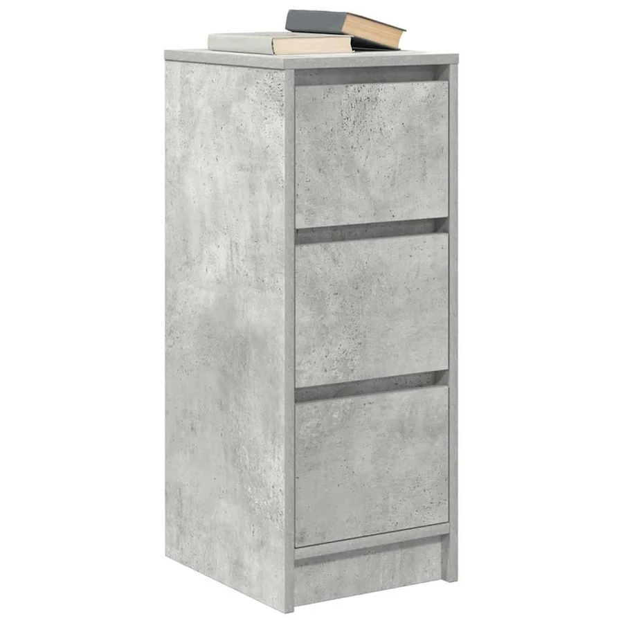 Buffet gris béton 29,5x34x76 cm bois d'ingénierie - 4