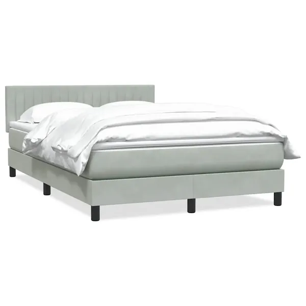 Sommier à lattes de lit et matelas gris clair 160x220cm velours