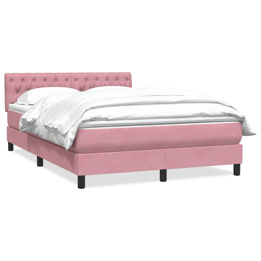 Sommier à lattes de lit avec matelas rose 140x220 cm velours - 2