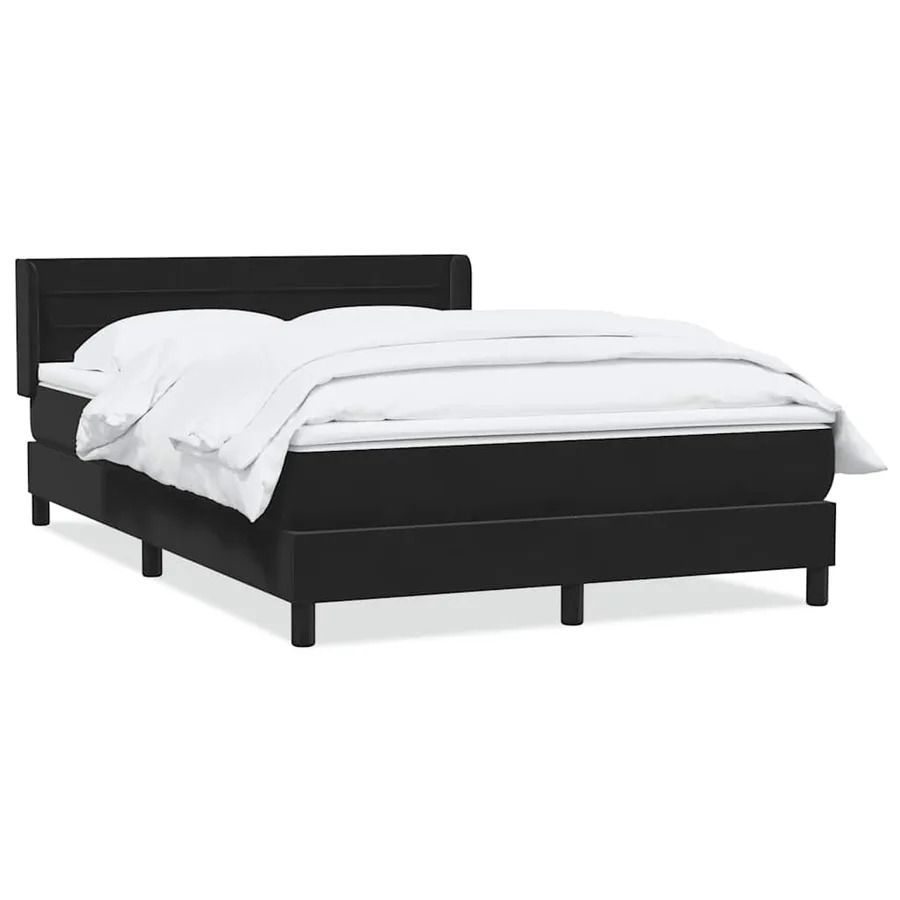 Sommier à lattes de lit avec matelas noir 140x220 cm velours - 2