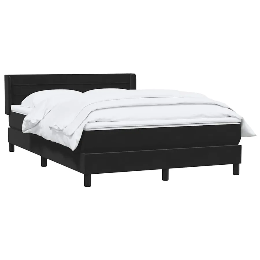 Sommier à lattes de lit avec matelas noir 140x220 cm velours - 3