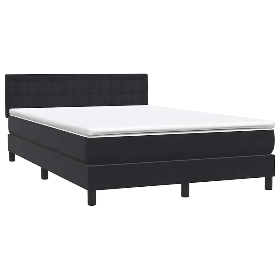 Sommier à lattes de lit avec matelas et LED noir 140x220 cm velours - 5