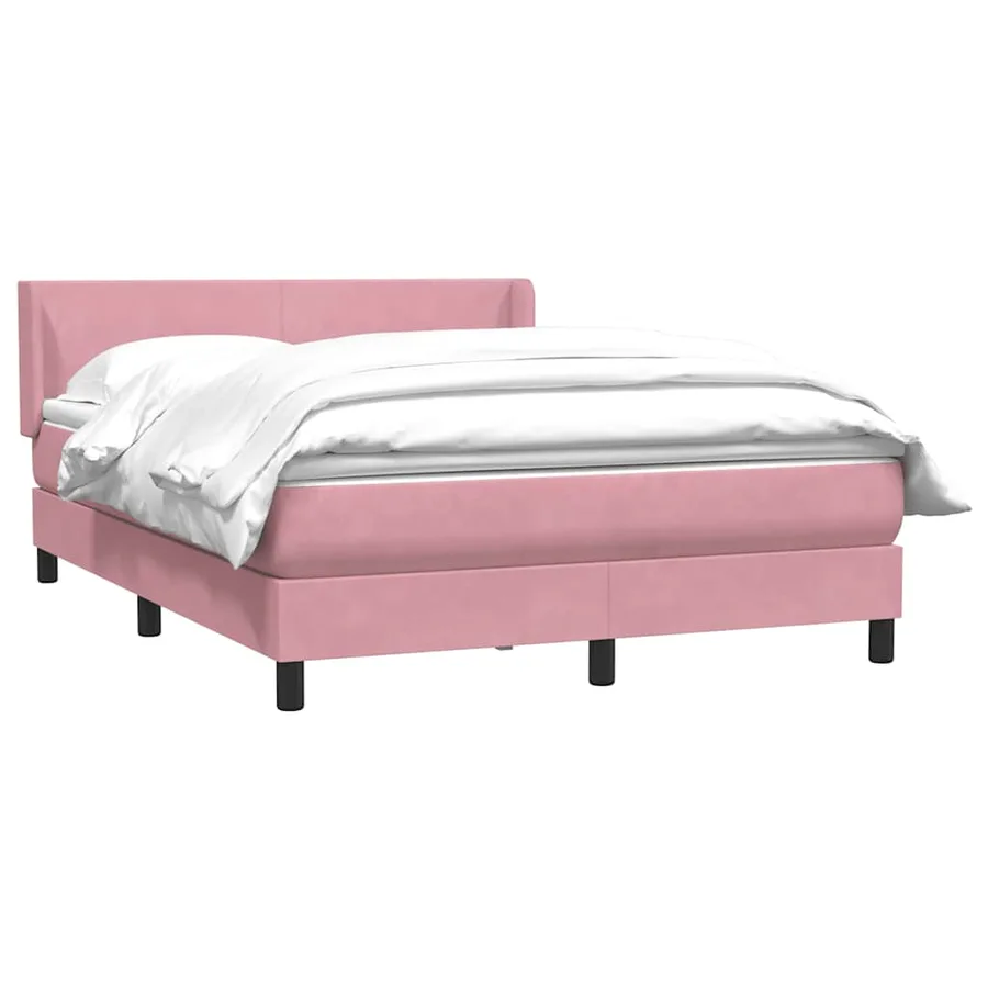 Sommier à lattes de lit avec matelas rose 160x220 cm velours - 3