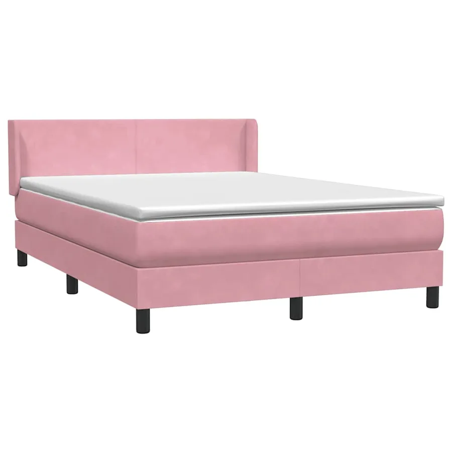Sommier à lattes de lit avec matelas rose 160x220 cm velours - 4