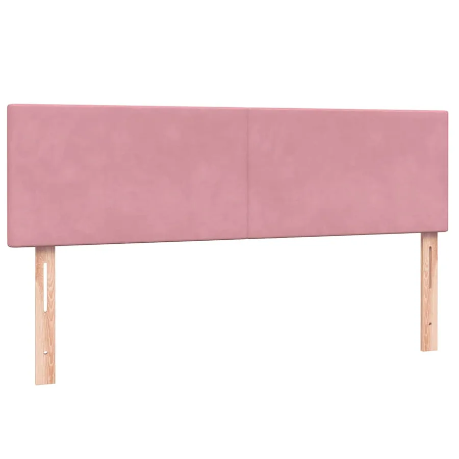 Sommier à lattes de lit avec matelas rose 160x220 cm velours - 7