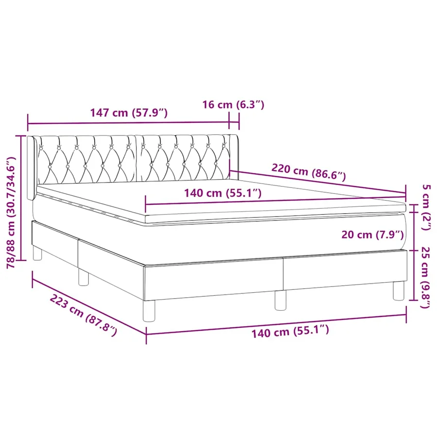 Sommier à lattes de lit avec matelas rose 140x220 cm velours - 12