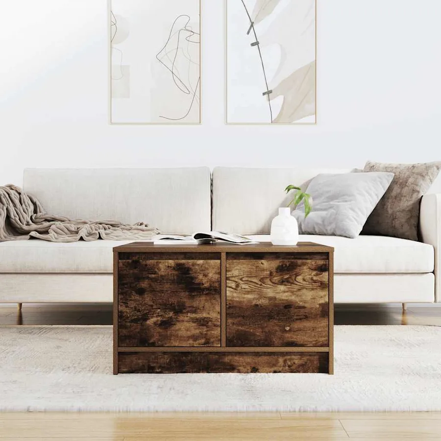 Table basse avec tiroirs chêne fumé 70,5x70x40 cm - 3