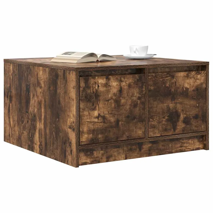 Table basse avec tiroirs chêne fumé 70,5x70x40 cm - 4