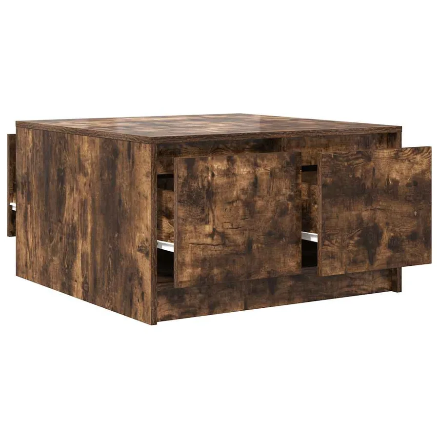 Table basse avec tiroirs chêne fumé 70,5x70x40 cm - 5